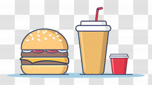 Burger Coca Cola - Burger With Soda And Coffee Cup Transparent PNG