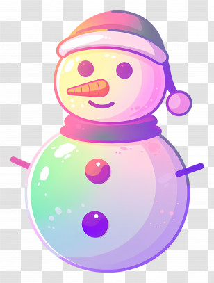 Christmas Snowman - Cute Colorful Snowman With Hat Transparent PNG