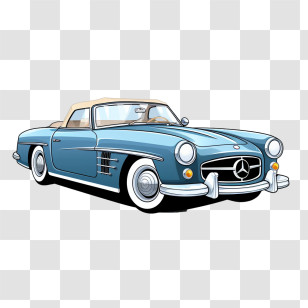Vintage Car - Illustrated Vintage Blue Car Design Transparent PNG