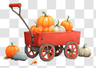 Pumpkin Wagon - Red Wagon Of Pumpkins Transparent PNG
