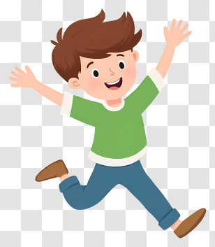 Cartoon Boy Running - Happy Jumping Boy Transparent PNG