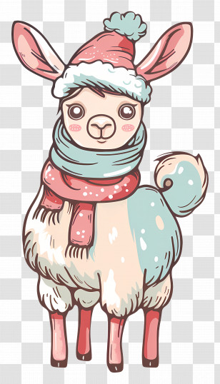 Llama In Winter Clothes - Llama In Winter Scarf And Hat Transparent PNG