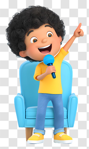 Cheerful Child Singing - Happy Boy Singing With Microphone Transparent PNG