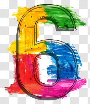 Number 6 - Colorful Number 6 Illustration Transparent PNG