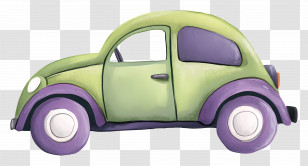 Cartoon Car - Vintage Green Car Illustration Transparent PNG