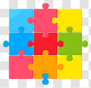Jigsaw Icon - Bright Multicolored Puzzle Pieces Transparent PNG