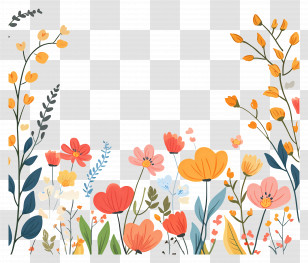 Flower Banner - Pink And Orange Wildflower Corner Transparent PNG
