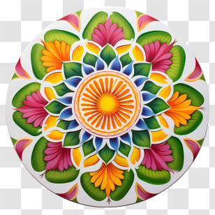 Onam Floral Rangoli
 - Colorful Rangoli Pattern For Festival Celebration Transparent PNG