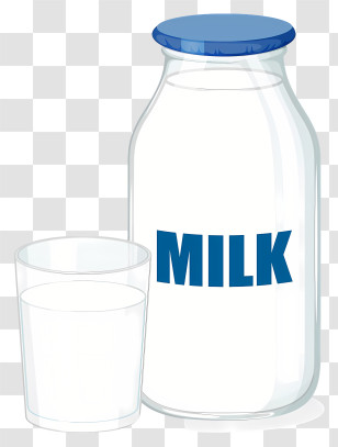 Milk - Glass And Bottle Of Milk Illustration Transparent PNG