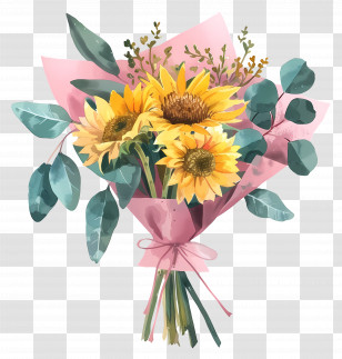 Sunflower Bouquet - Beautiful Sunflower Bouquet Illustration Transparent PNG