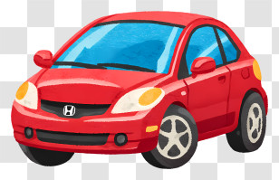 Honda Civic Car - Red Cartoon Compact Car Transparent PNG