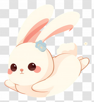 Cute Bunny - Adorable Cartoon Bunny Holding Flowers Transparent PNG