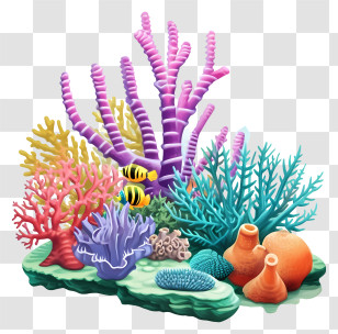 Flat Coral Reef - Bright Underwater Coral Reef Ecosystem Transparent PNG