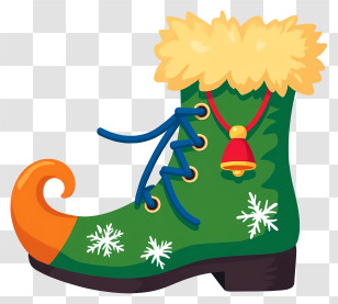Elf Shoe - Green Elf Boot With Bell Transparent PNG