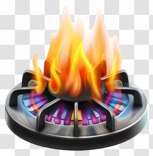 Gas Fuel Stove Fire - Gas Stove With Bright Flame Transparent PNG
