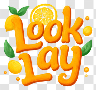 Look Lay Logo - Playful Lemon Lettering Transparent PNG