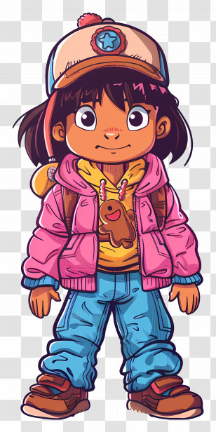 Dora The Explorer - Child Wearing Trendy And Comfortable Clothes Transparent PNG