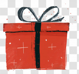 Red Gift - Stylized Red Gift Box Illustration Transparent PNG