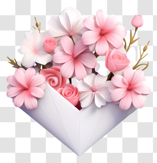 White Paper Envelope - Pink And White Flower Arrangement In Envelope Transparent PNG