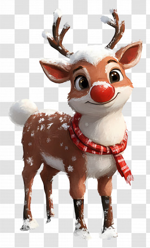 Rudolph - Cute Christmas Reindeer With Red Nose Transparent PNG