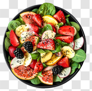 Salad Bowl - Bowl Of Fruit And Greens Salad Transparent PNG