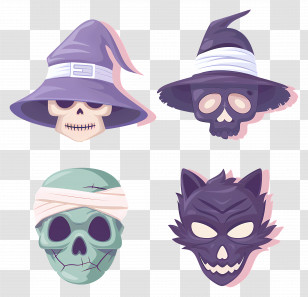 Halloween Characters - Spooky Halloween Skulls And Masks For Decoration Transparent PNG