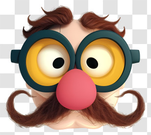 Cartoon Funny Groucho Nose Glasses - Cartoon Face With Glasses And Mustache Transparent PNG