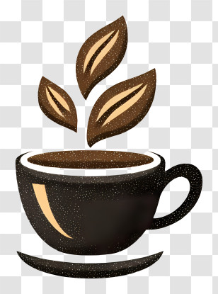 Coffee Logo - Coffee Cup With Floating Leaves Transparent PNG