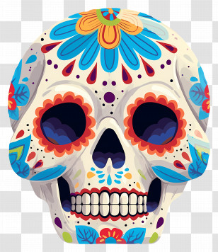 Mexican Skull - Colorful Sugar Skull For Day Of The Dead Transparent PNG