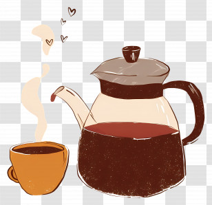 Coffee Pot - Glass Teapot With Cup Transparent PNG