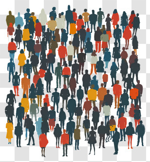 Crowd Standing Silhouette - Crowd Of People Transparent PNG