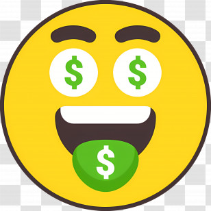 Emoji Money - Dollar-Sign Emoji Showcasing Wealth Transparent PNG
