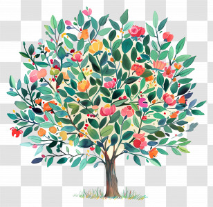 Garden Tree - Flowering Tree Watercolor Art Transparent PNG