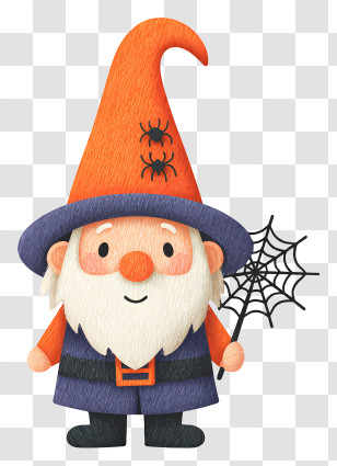 Halloween Gnome With Spider Web - Halloween Gnome With Spiderweb Transparent PNG