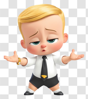 Boss Baby - Blonde Baby Cartoon In Business Suit Transparent PNG