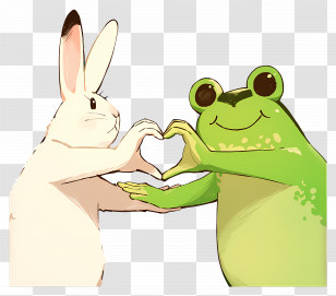 Rabbit - Rabbit And Frog Forming Heart Symbol Transparent PNG