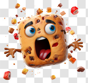 Emoji - Surprised Cartoon Fruitcake With Candied Fruits Transparent PNG