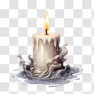 All Souls Day Flower - White Candle With Wax Splash Effect Transparent PNG