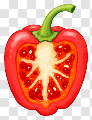 Bell Pepper - Sliced Red Bell Pepper Illustration Transparent PNG