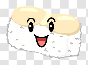 Cartoon - Smiling Cartoon Sushi Character With Egg Topping Transparent PNG