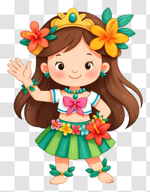 Hawaiian Girl - Cute Hula Dancing Girl Transparent PNG