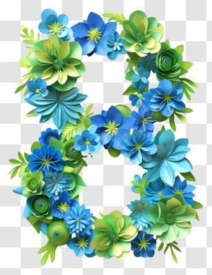 Floral Number Eight - Colorful Floral Number Eight Design Transparent PNG