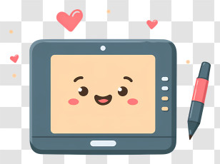 Cute Tablet With Pen - Cute Tablet With Pen And Hearts Transparent PNG