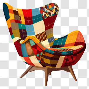 Armchair - Colorful Patchwork Armchair With Modern Design Transparent PNG