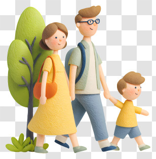 Family Walking In Park - Family Walking Outdoors Transparent PNG