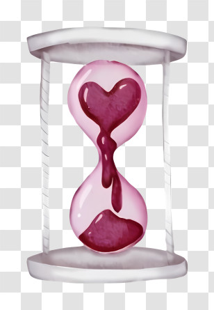 Watercolor Hourglass - Heart Hourglass With Pink Sand Transparent PNG