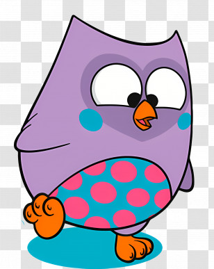 Bibu - Purple Cartoon Owl With Polka Dot Belly Transparent PNG