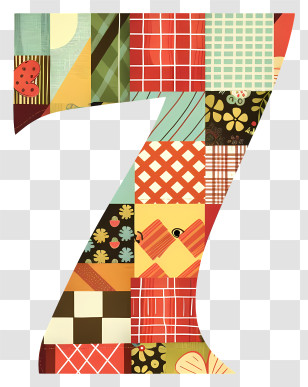 Number 7 - Patchwork Number 7 Design Transparent PNG