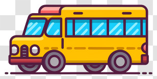 Yellow School Bus - Yellow School Bus Cartoon Illustration Transparent PNG