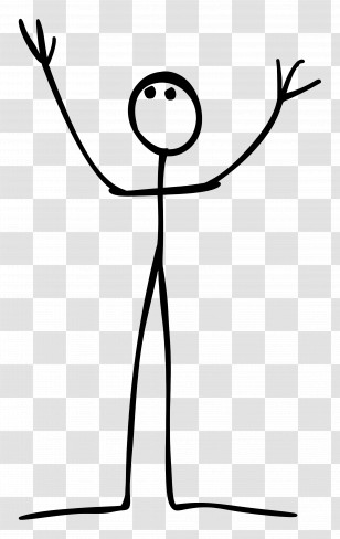 Stick Figure - Simple Stick Figure With Raised Arms Transparent PNG